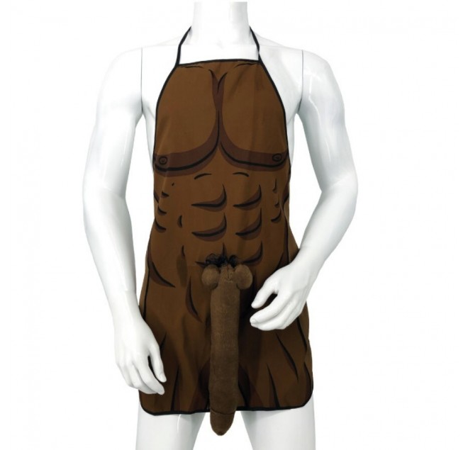 DIABLO PICANTE - GREMBIULE MUSCOLARE CON PENE 3D IN TONO MARRONE