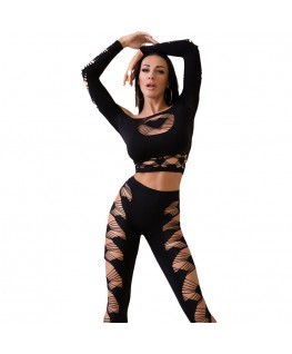 CHILIROSE - CR 4436 TOP E LEGGINS NERO S/L