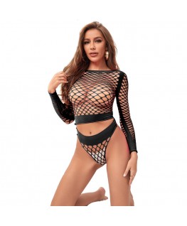 SUBBLIME - 952228 INSIEME A RETE MANICA LUNGA 2 PEZZI NERO TAGLIA UNICA