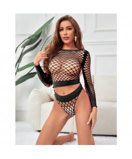 SUBBLIME - 952228 INSIEME A RETE MANICA LUNGA 2 PEZZI NERO TAGLIA UNICA