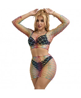 SUBBLIME - 952440 INSIEME A RETE 2 PEZZI MANICA LUNGA ARCOBALENO TAGLIA UNICA