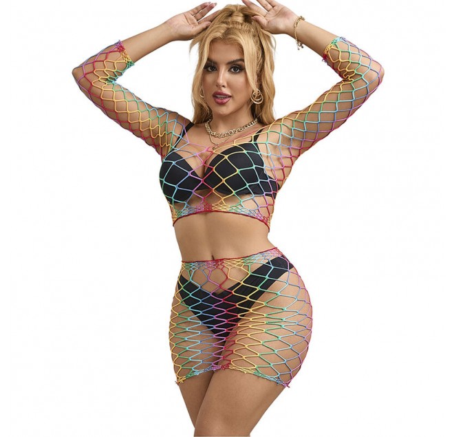 SUBBLIME - 952440 INSIEME A RETE 2 PEZZI MANICA LUNGA ARCOBALENO TAGLIA UNICA