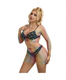 SUBBLIME - 952440 INSIEME A RETE 2 PEZZI MANICA LUNGA ARCOBALENO TAGLIA UNICA