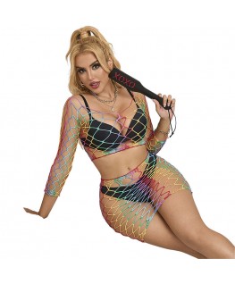 SUBBLIME - 952440 INSIEME A RETE 2 PEZZI MANICA LUNGA ARCOBALENO TAGLIA UNICA