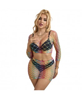 SUBBLIME - 952440 INSIEME A RETE 2 PEZZI MANICA LUNGA ARCOBALENO TAGLIA UNICA