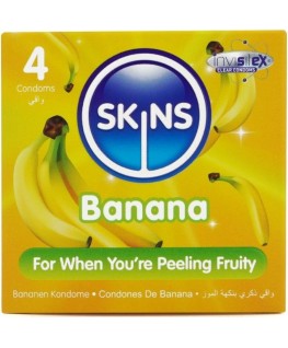 SKINS - PRESERVATIVI BANANA PREMIUM CONFEZIONE DA 4
