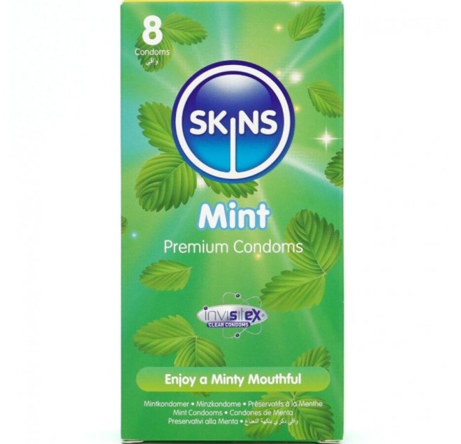 SKINS - PRESERVATIVI PREMIUM ALLA MENTA CONFEZIONE DA 8