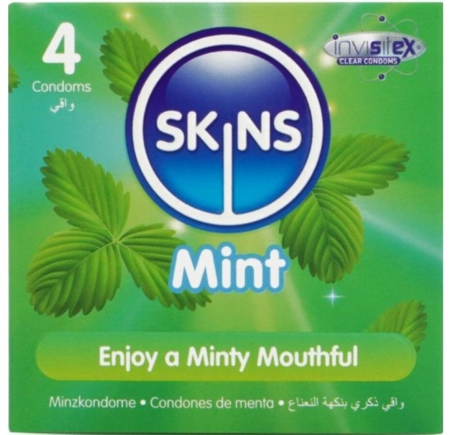 SKINS - PRESERVATIVI PREMIUM ALLA MENTA CONFEZIONE DA 4