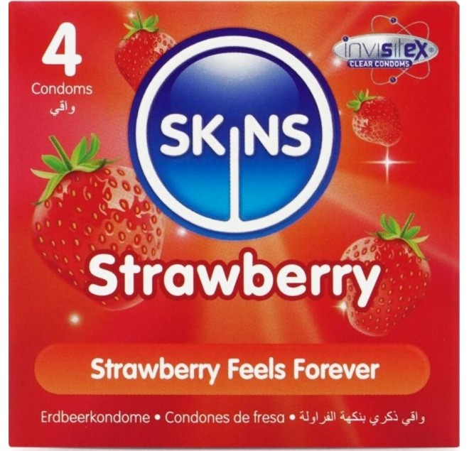 SKINS - PRESERVATIVI PREMIUM ALLA FRAGOLA CONFEZIONE DA 4