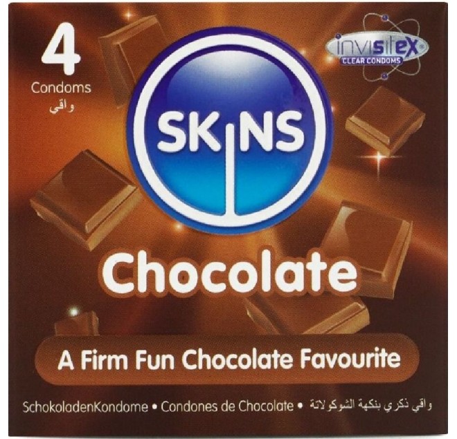 SKINS - PRESERVATIVI PREMIUM AL CIOCCOLATO CONFEZIONE DA 4
