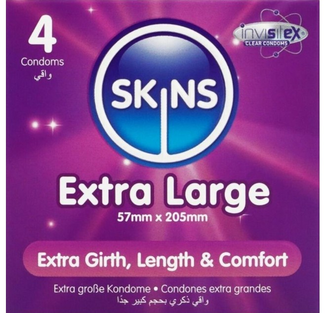 SKINS - PRESERVATIVI EXTRA LARGE PREMIUM CONFEZIONE DA 4