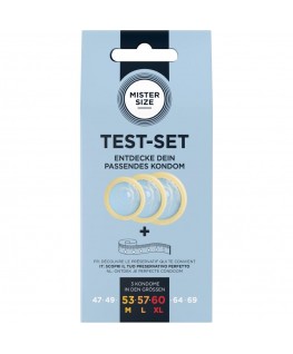 MISTER SIZE - SET DI PROVA 3 PRESERVATIVI DI MISURE DIVERSE + METRO A NASTRO