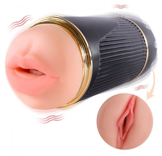 SHEQU - KAY DOPPIO MASTURBATORE CON DOPPIA BOCCA E VIBRAZIONE DELLA VAGINA