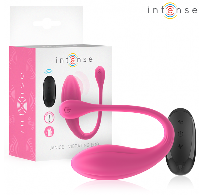 INTENSE - JANICE U VIBRATORE DOPPIA STIMOLAZIONE 10 VIBRAZIONI ROSA TELECOMANDO