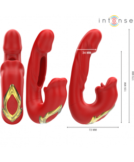 INTENSE - NATHY DOPPIO VIBRATORE CON BOCCA STIMOLANTE MULTIFUNZIONE ROSSO