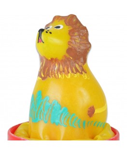 CONDOMERIE - PRESERVATIVI NOVITÀ DIPINTI A MANO LEONE SEDUTO