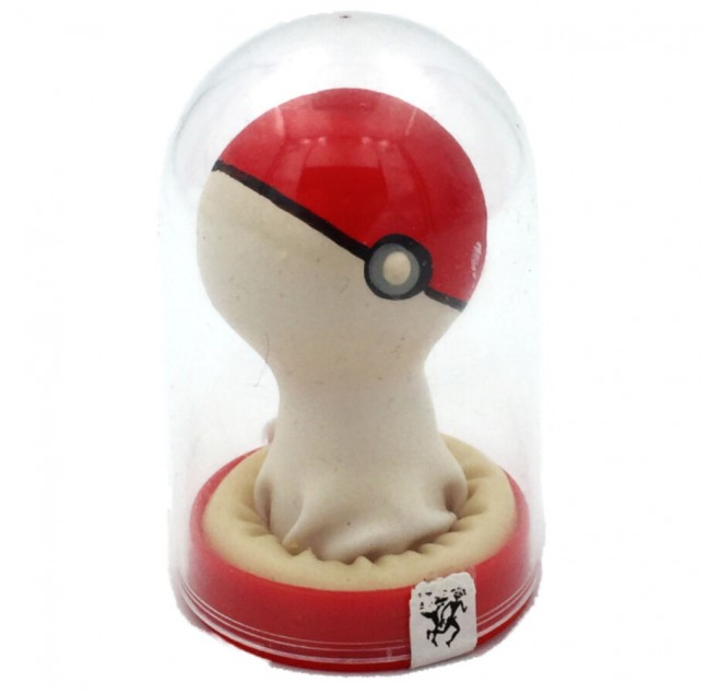 CONDOMERIE - PRESERVATIVI NOVITÀ DIPINTI A MANO POKEBALL ROSSO-BIANCO