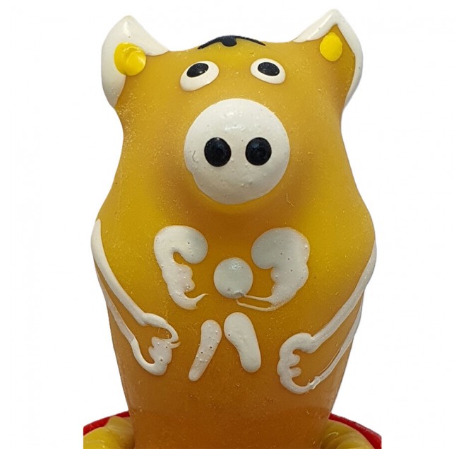 CONDOMERIE - PRESERVATIVI NOVITÀ DIPINTI A MANO MAIALE SEDUTO GIALLO