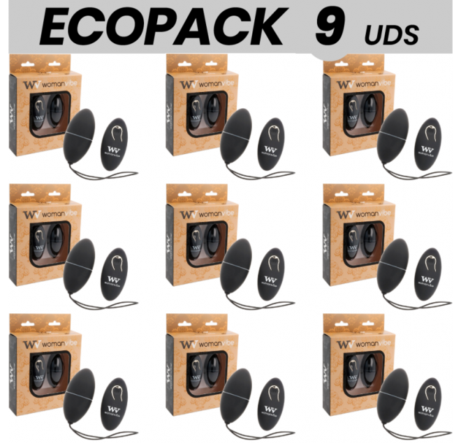 ECOPACK 9 UNIT - WOMANVIBE ALSAN EGG TELECOMANDO SILICONE NERO NERO