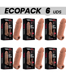 ECOPACK 6 UNIT - ESTENSIONE DEL PENE IN SILICONE LIQUIDO VIRILXL V7 MARRONE