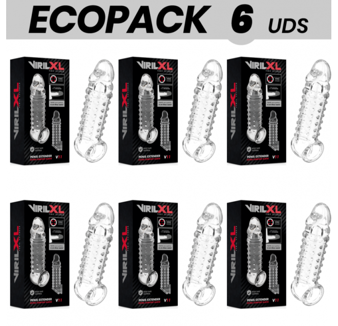 ECOPACK 6 UNIT - ESTENSIONE E GUAINA PER PENE VIRILXL V11 TRASPARENTE