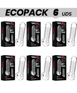 ECOPACK 6 UNIT - ESTENSIONE VIRILXL E GUAINA PER PENE V15 TRASPARENTE