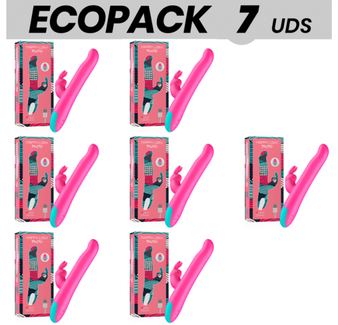 ECOPACK 7 UNITÀ - VIBRATORE E ROTATORE HAPPY LOKY PLUTO RABBIT COMPATIBILE CON LA TECNOLOGIA WIRELESS WATCHME