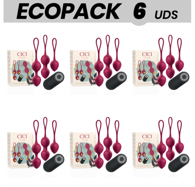 ECOPACK 6 UNIT - CICI BEAUTY PREMIUM SILICONE 3 VIBRATING KEGEL BEADS REMOTE CONTROL