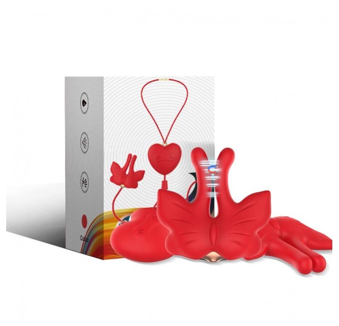 ARMONY - MORSETTI PER CAPEZZOLI MAGNETICI CON VIBRAZIONE A FORMA DI FARFALLA ROSSI