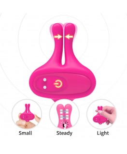 ARMONY - MORSETTI PER CAPEZZOLI MAGNETICI VIBRANTI A FORMA DI CONIGLIO ROSA