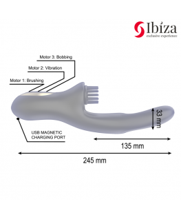 IBIZA - VIBRATORE CLITORIALE MULTICELLULARE E DOPPIA ONDA CON SPAZZOLA RABITT HI-TECH