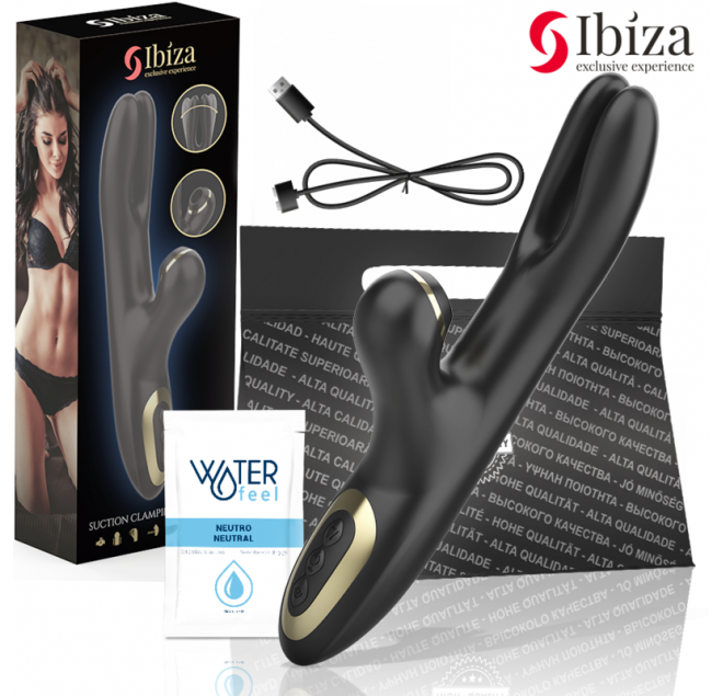 IBIZA - DOPPIO VIBRATORE BLOCCAGGIO NERO