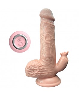 ARMONY - VIBRATORE REALISTICO E DILDO SPINTA CON STIMOLATORE DELLA LINGUA 19 CM