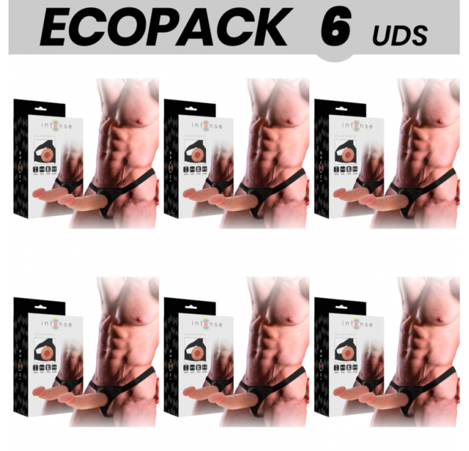 ECOPACK 6 UNIT - INTENSE IMBRACATURA CAVA CON DILDO 18 X 3,5 CM