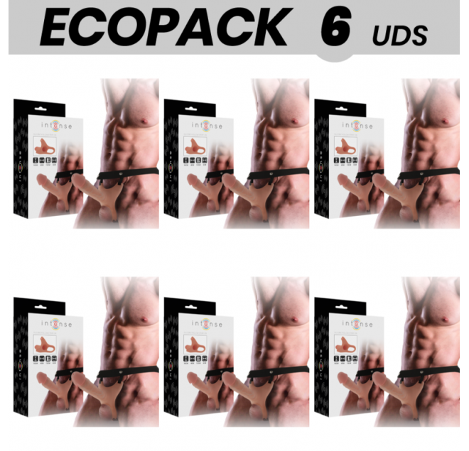 ECOPACK 6 UNIT - INTENSE IMBRACATURA CAVA CON DILDO 16 X 3,5 CM