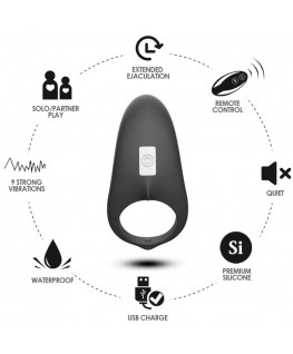 ARMONY - ANELLO VIBRATORE SHARK PER TELECOMANDO DI COPPIA NERO