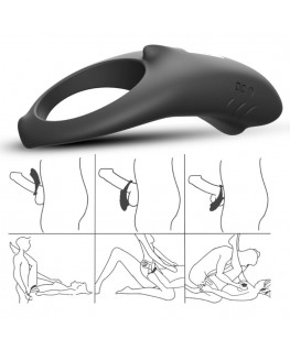 ARMONY - ANELLO VIBRATORE SHARK PER TELECOMANDO DI COPPIA NERO