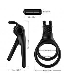 ARMONY - ANELLO VIBRATORE DOPPIO TRAVELLER PER COPPIA RABBIT BLACK