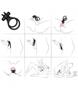 ARMONY - ANELLO VIBRATORE DOPPIO TRAVELLER PER COPPIA RABBIT BLACK