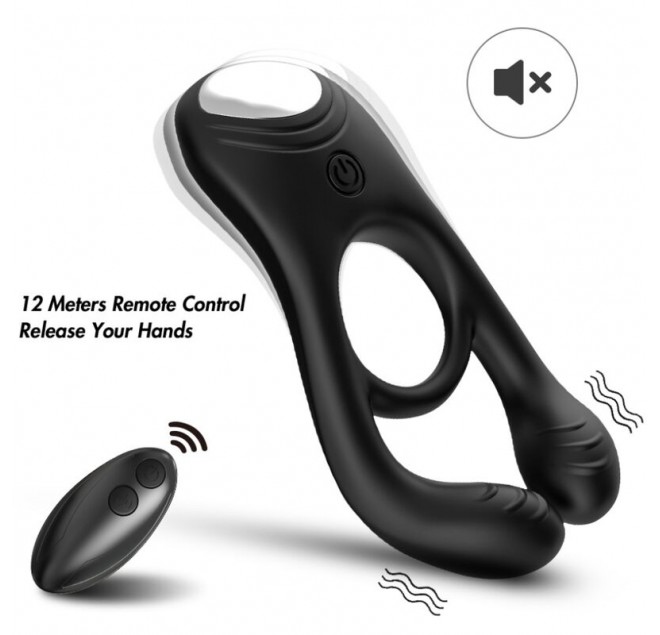 ARMONY - VEYRON DOPPIO ANELLO VIBRATORE GIOCATTOLO PER COPPIA TELECOMANDO NERO