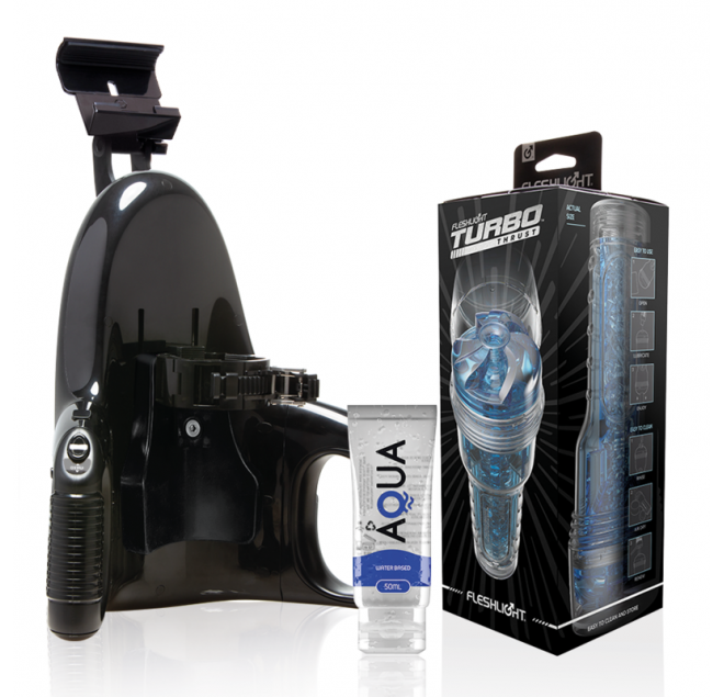 FLESHLIGHT - TURBO THRUST BLUE ICE + LANCIO UNIVERSALE + LUBRIFICANTE DI QUALITÀ AQUA 50 ML