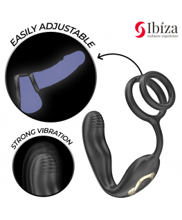 IBIZA - WIGGLE PLUG ANALE ROTANTE TELECOMANDATO CON VIBRAZIONE PERINEALE E ANELLI PER L'ESTENSIONE DEL PENE