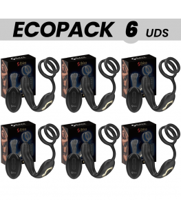 ECOPACKS 6 UNITÀ - IBIZA WIGGLE TAPPO ANALE ROTANTE TELECOMANDATO CON VIBRAZIONE PERINEALE E ANELLI PER L'ESTENSIONE DEL PENE
