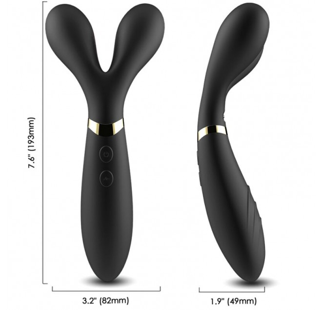 ARMONY - MASSAGGIATORE E VIBRATORE Y-WAND DOPPIA TESTA NERO