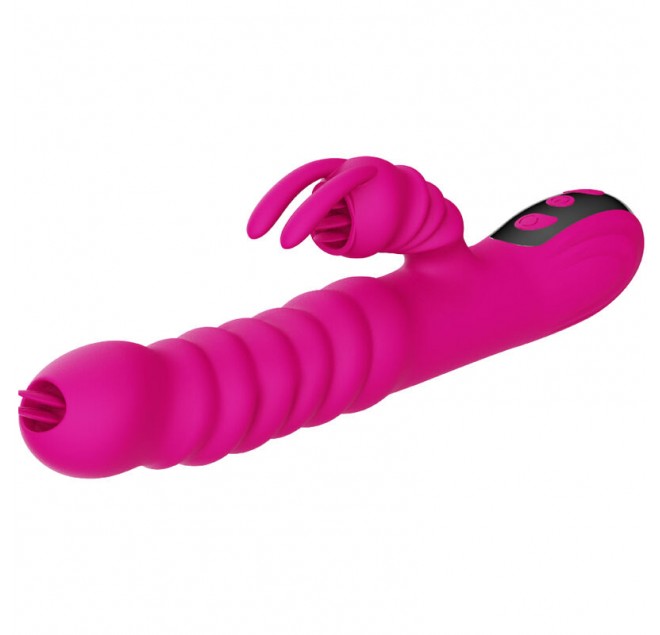 ARMONY - VIBRATORE MULTIFUNZIONE RABBIT DOUBLE TONGUE FUCSIA EFFETTO CALORE