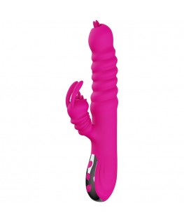 ARMONY - VIBRATORE MULTIFUNZIONE RABBIT DOUBLE TONGUE FUCSIA EFFETTO CALORE