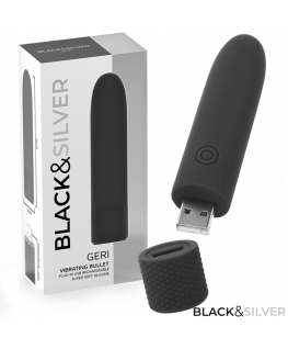 BLACK & SILVER - GERI USB RICARICABILE VIBRANTE BULLET 8 VIBRAZIONI NERO 10 X 2,2 CM