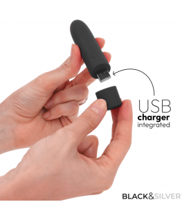 BLACK & SILVER - GERI USB RICARICABILE VIBRANTE BULLET 8 VIBRAZIONI NERO 10 X 2,2 CM
