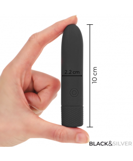 BLACK & SILVER - GERI USB RICARICABILE VIBRANTE BULLET 8 VIBRAZIONI NERO 10 X 2,2 CM