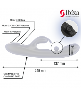 IBIZA - POTENTE VIBRATORE RABBIT CON PERLA ROTANTE MASSAGGIANTE